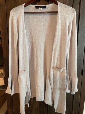 Blue Rain Pale Blue Open-Front Cardigan with Flounce Cuffs